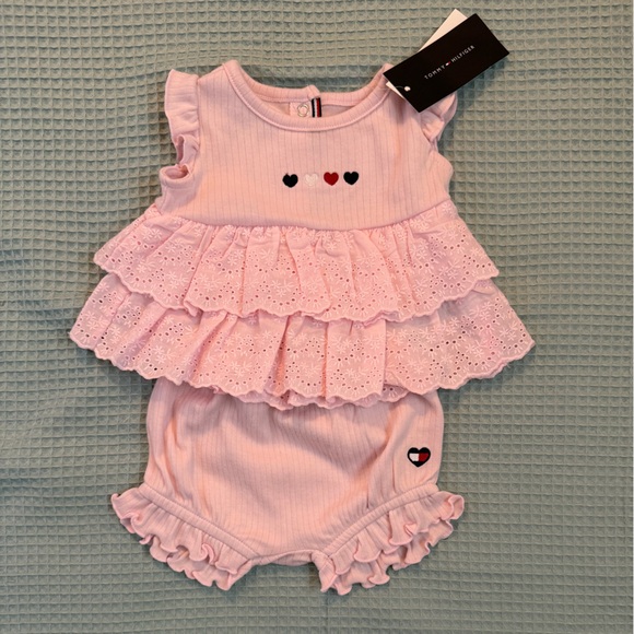 Tommy Hilfiger Other - Tommy Hilfiger Pink Ruffled Baby Outfit
